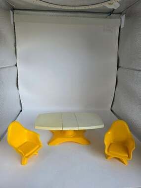 Vintage Heidi and Jan Dollhouse Furniture Table & Chairs Yellow Plastic Toy